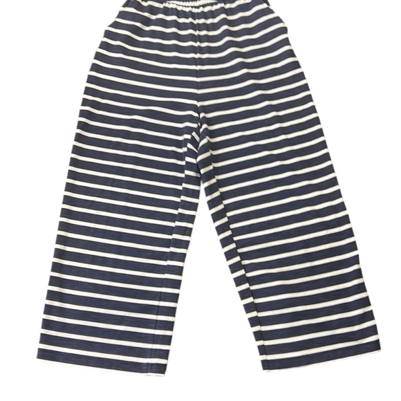 Old Navy Cropped Wide Leg Sleeveless Navy Striped Knit Jumpsuit Medium Tall - Picture 11 of 14